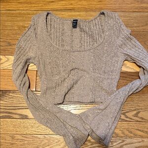 SHEIN Taupe Ribbed Knit Top